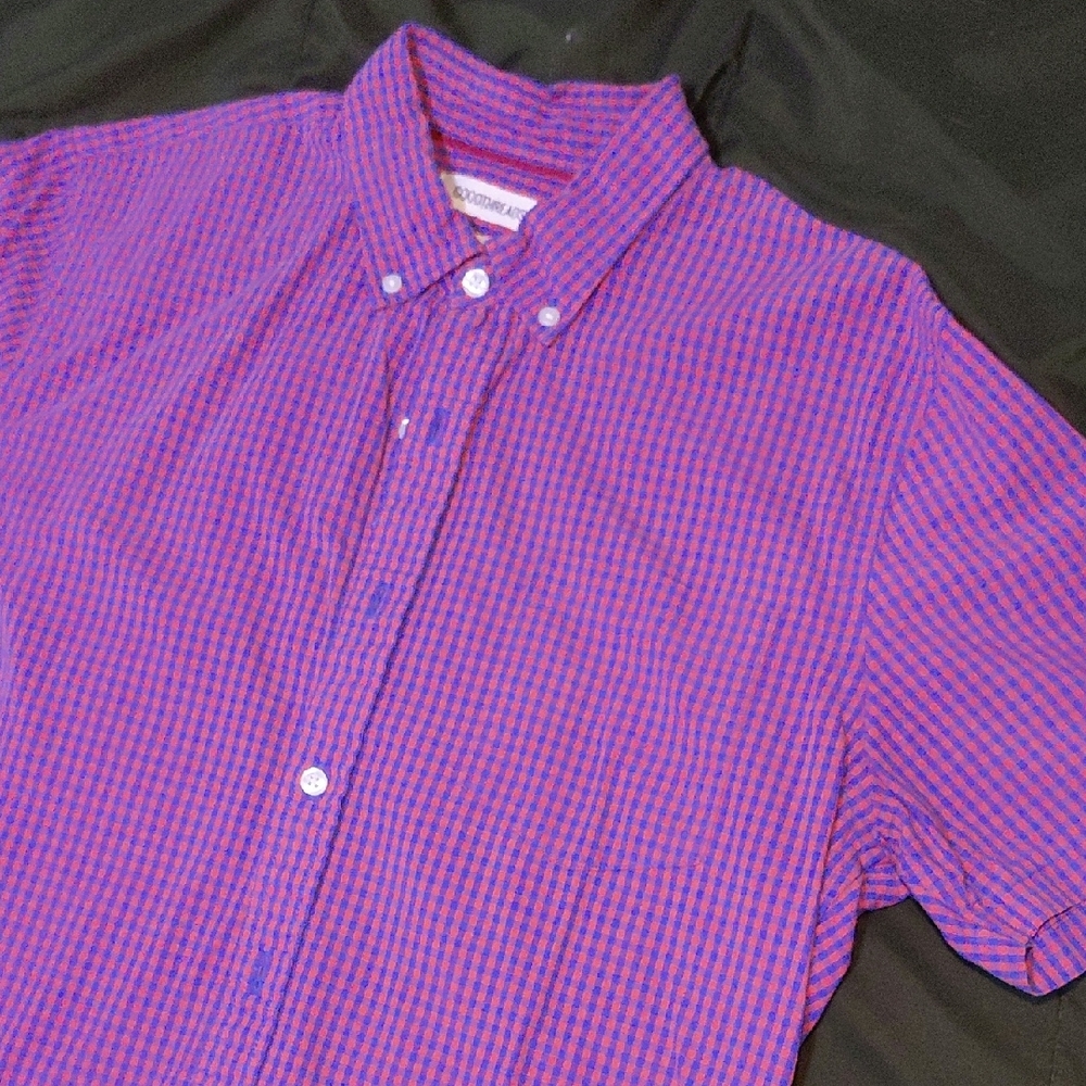 Goodthreads Men's Red and Blue Plaid Shirt